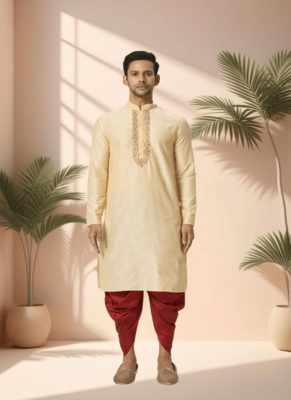 Fawn kurta churidar for men's 1