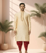 Fawn kurta churidar for men's