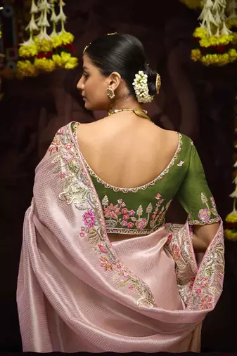 Bbay Pink Pure Banarasi Kanjivaram Heavy Work Border Designer Saree
