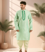Ps green kurta patiala for men"s