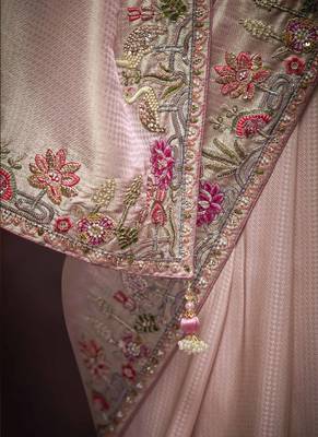 Bbay Pink Pure Banarasi Kanjivaram Heavy Work Border Designer Saree 4