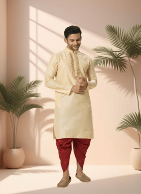 Fawn kurta churidar for men's 2