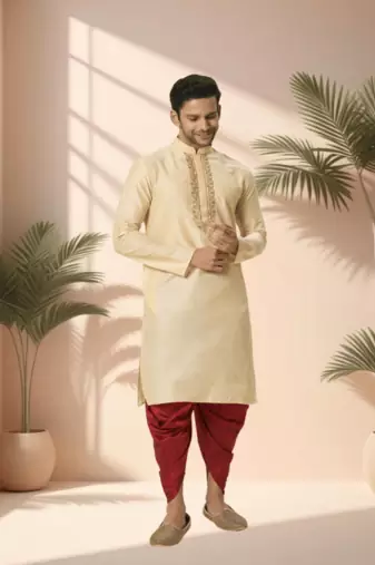 Fawn kurta churidar for men's
