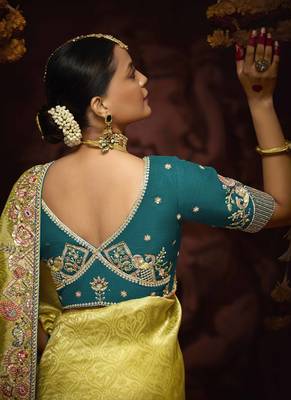 Light Yellow Pure Banarasi Kanjivaram Heavy Work Border Designer Saree 2