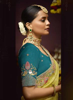 Light Yellow Pure Banarasi Kanjivaram Heavy Work Border Designer Saree 3