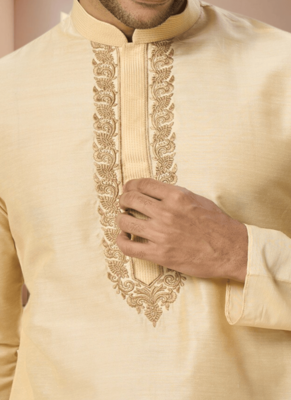 Fawn kurta churidar for men's 3