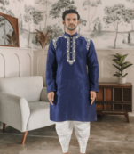Blue kurta patiyala indian ethnic wear for men's