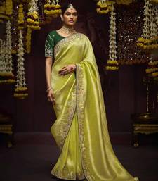 Light Parrot Green Pure Banarasi Kanjivaram Heavy Work Border Designer Saree