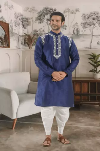 Blue kurta patiyala indian ethnic wear for men's
