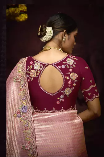 Peach Pure Banarasi Kanjivaram Heavy Work Border Designer Saree