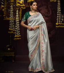 Gray Pure Banarasi Kanjivaram Heavy Work Border Designer Saree