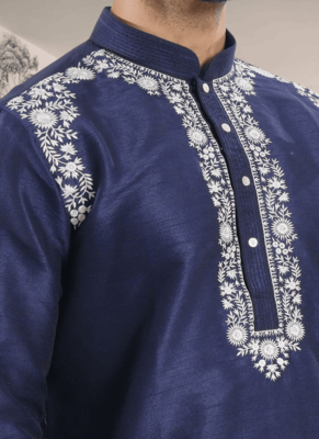 Blue kurta patiyala indian ethnic wear for men's 3
