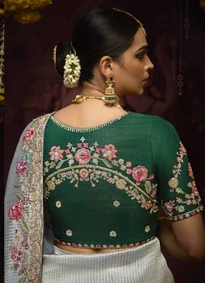 Gray Pure Banarasi Kanjivaram Heavy Work Border Designer Saree 2