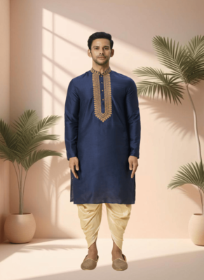 Navy blue kurta churidar for men's 2