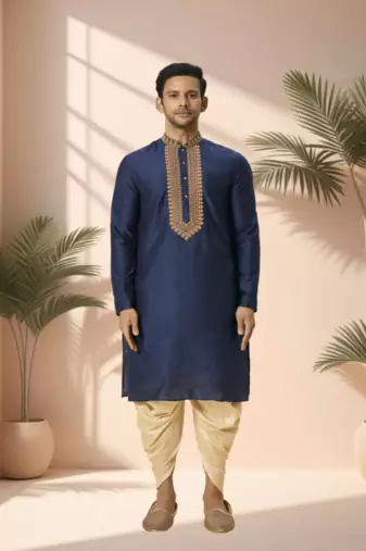 Navy blue kurta churidar for men's