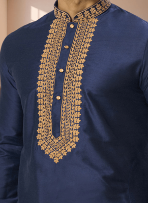 Navy blue kurta churidar for men's 3