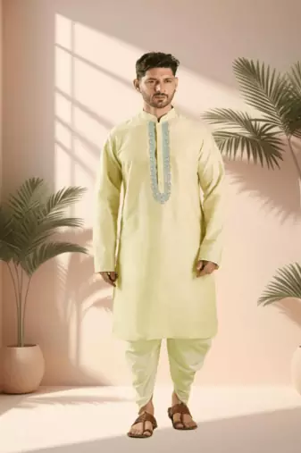 Ps fawn kurta patiala for men"s