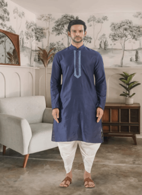 Blue kurta patiyala indian ethnic wear for men's 1
