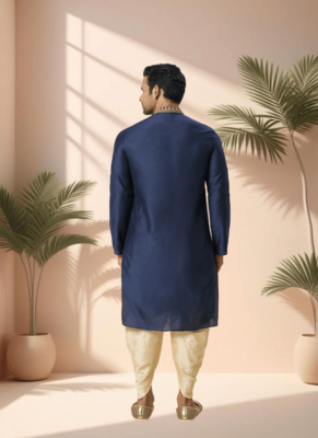Navy blue kurta churidar for men's 4