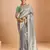 Gray Tissue Silk Heavy Embroidery Work Border and Heavy Handworked Blouse Designer Saree