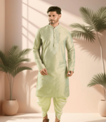 Sea green kurta churidar for men's