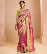 Ruby Tissue Silk Heavy Embroidery Work Border and Heavy Handworked Blouse Designer Saree