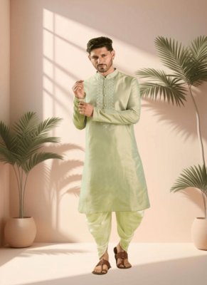 Sea green kurta churidar for men's 2