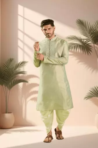 Sea green kurta churidar for men's