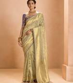 Beiege Tissue Silk Heavy Embroidery Work Border and Heavy Handworked Blouse Designer Saree