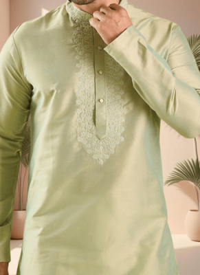 Sea green kurta churidar for men's 3
