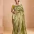 Olive Tissue Silk Heavy Embroidery Work Border and Heavy Handworked Blouse Designer Saree