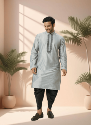 Ps grey kurta patiala for men"s 2