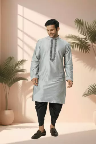 Ps grey kurta patiala for men"s