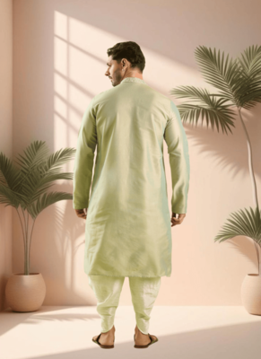Sea green kurta churidar for men's 4