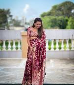Magenta Dolla Art Silk Saree With Meenakari Touchup Design