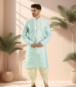 Sky blue kurta churidar for men's