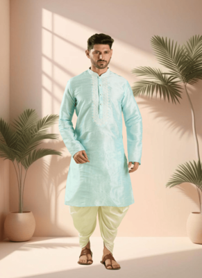 Sky blue kurta churidar for men's 2