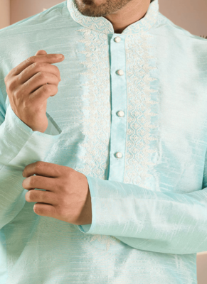 Sky blue kurta churidar for men's 3