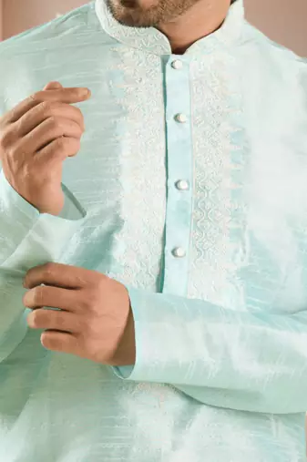 Sky blue kurta churidar for men's