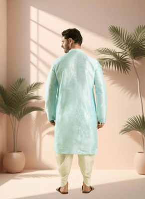 Sky blue kurta churidar for men's 4