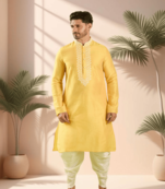 Mustard kurta churidar for men's