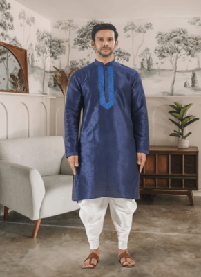Blue kurta patiyala indian ethnic wear for men's 1