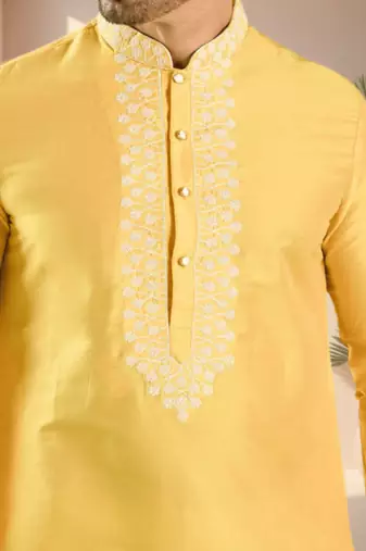 Mustard kurta churidar for men's