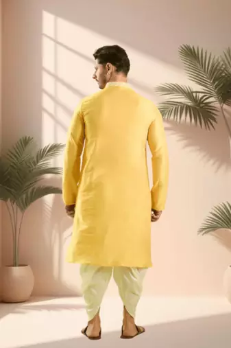 Mustard kurta churidar for men's
