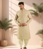 Peach kurta churidar for men's