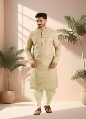 Peach kurta churidar for men's 2