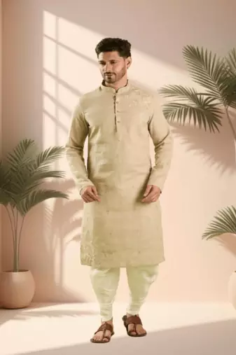Peach kurta churidar for men's