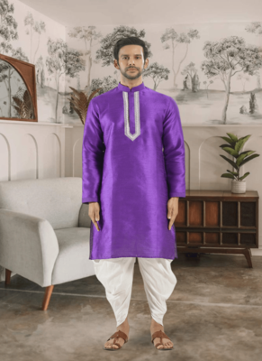 Purple kurta patiyala indian ethnic wear for men's 1