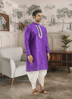 Purple kurta patiyala indian ethnic wear for men's 2