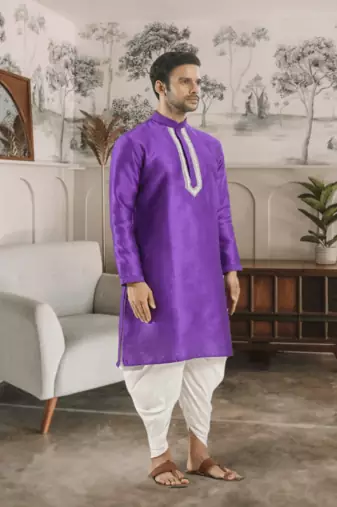 Purple kurta patiyala indian ethnic wear for men's